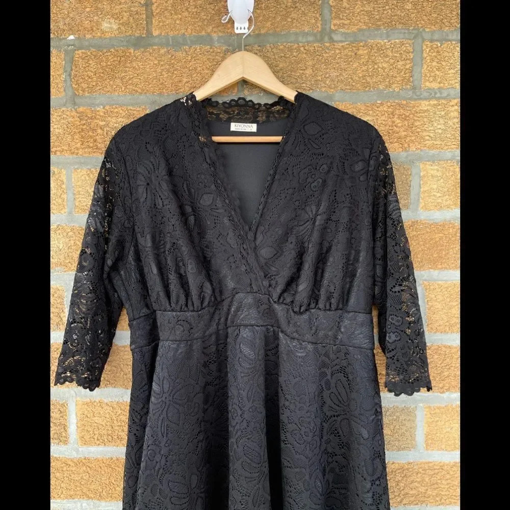 Kiyonna Mademoiselle Lace Dress - Onyx 2 X - Picture 5 of 11